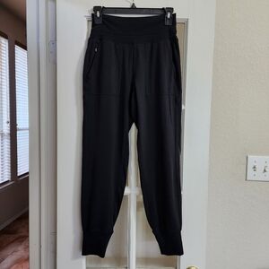 Athleta Venice Joggers Women’s XS Black High Rise Ribbed Waist Zip Pocket Pants